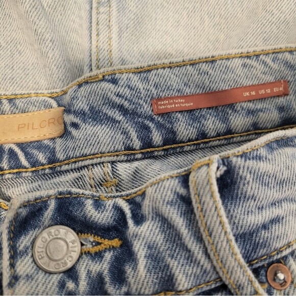 Pilcro Anthropologie Destroyed Distressed Lightwash Asymetrical Hem Denim Skirt - Picture 5 of 5